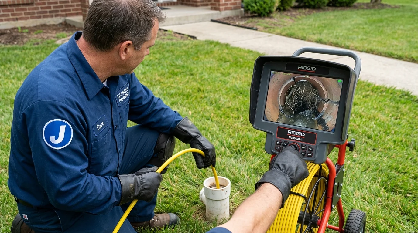 Sewer camera inspection being performed by Johns Plumbing LLC in Tilden